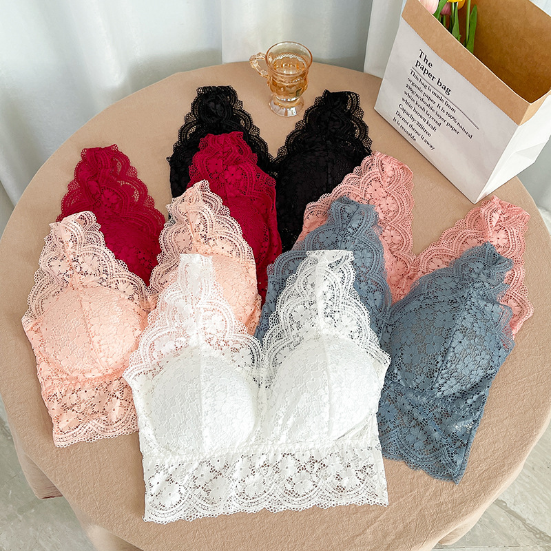 Bralette Wireless Soft - 3 szt. damskich koronkowych biustonoszy bez