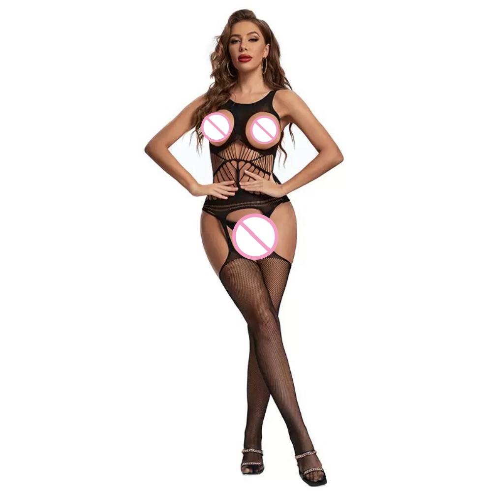 Bodystocking Fishnet - Body bez kroku, Przezroczyste pończochy, Seksowne,