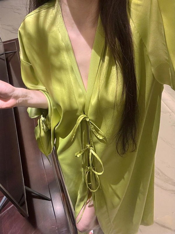 Robe Silk Women - Lekki, długi kardigan z jedwabiu lodowego,